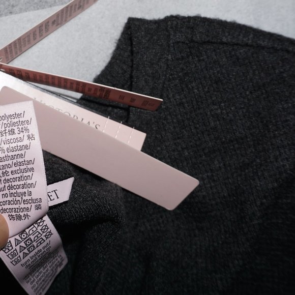 VICTORIA'S SECRET 2 pc MED joggers + top gray waffle weave lounge pajamas NWT - Picture 9 of 9